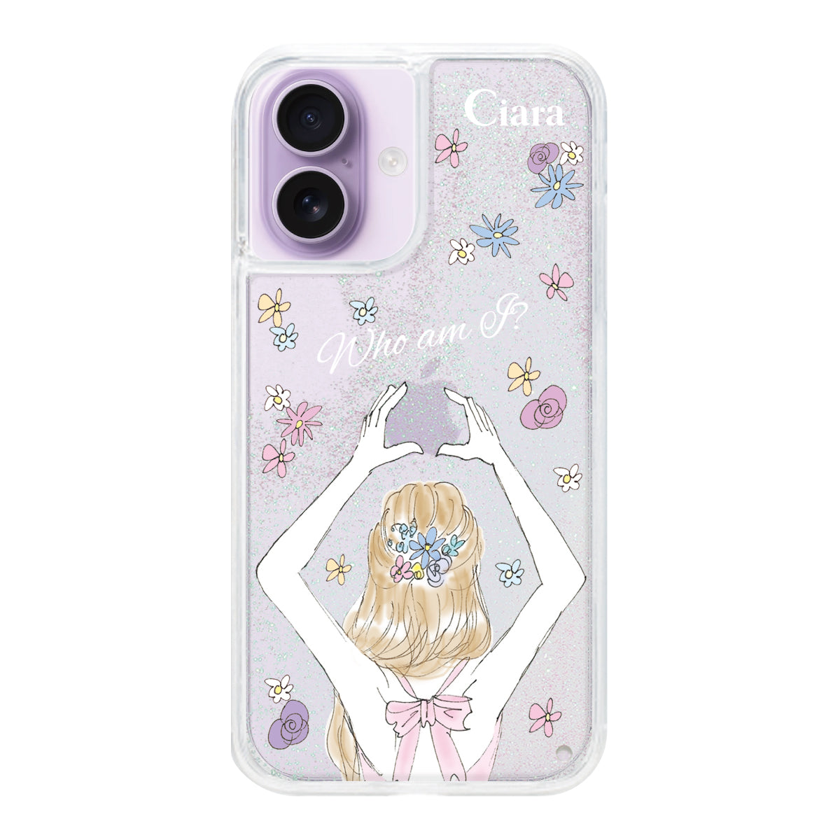 iPhone17 グリッター オイルクリアケース バックショット ピンク