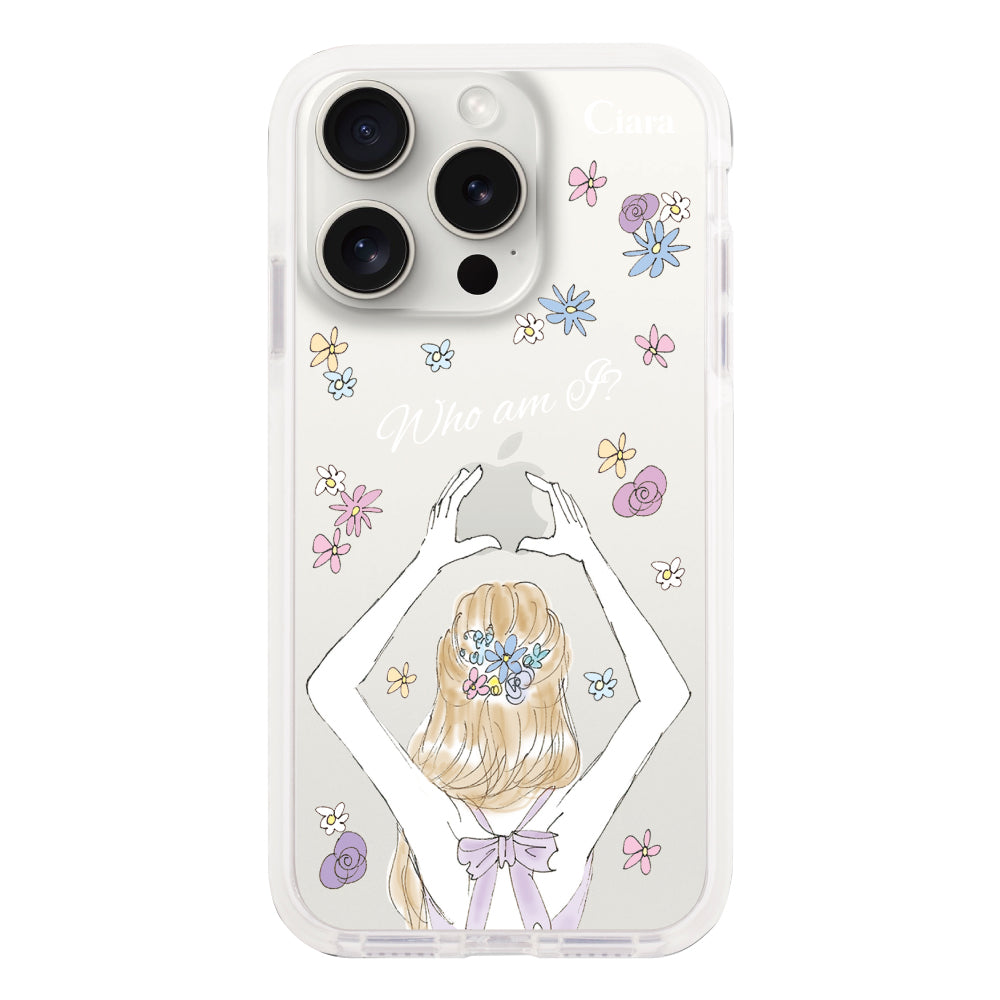 iPhone15ProMax クッションバンパー 耐衝撃クリアケース バックショット パープル