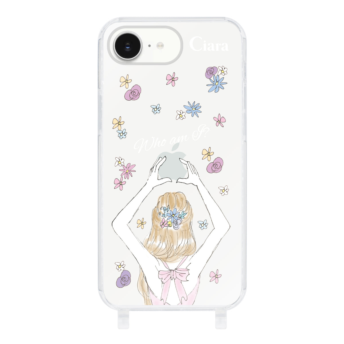 iPhone16eケース ストラップクリアケース バックショット ピンク