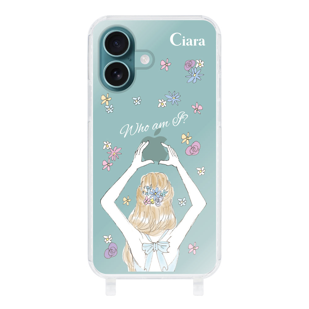 iPhone16Plusケース ストラップクリアケース バックショット ブルー