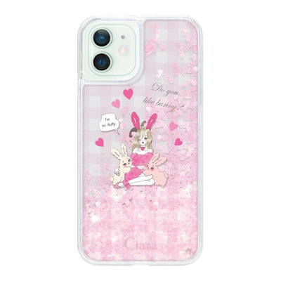 iPhoneケース グリッター オイルクリアケース バニーアンドガール