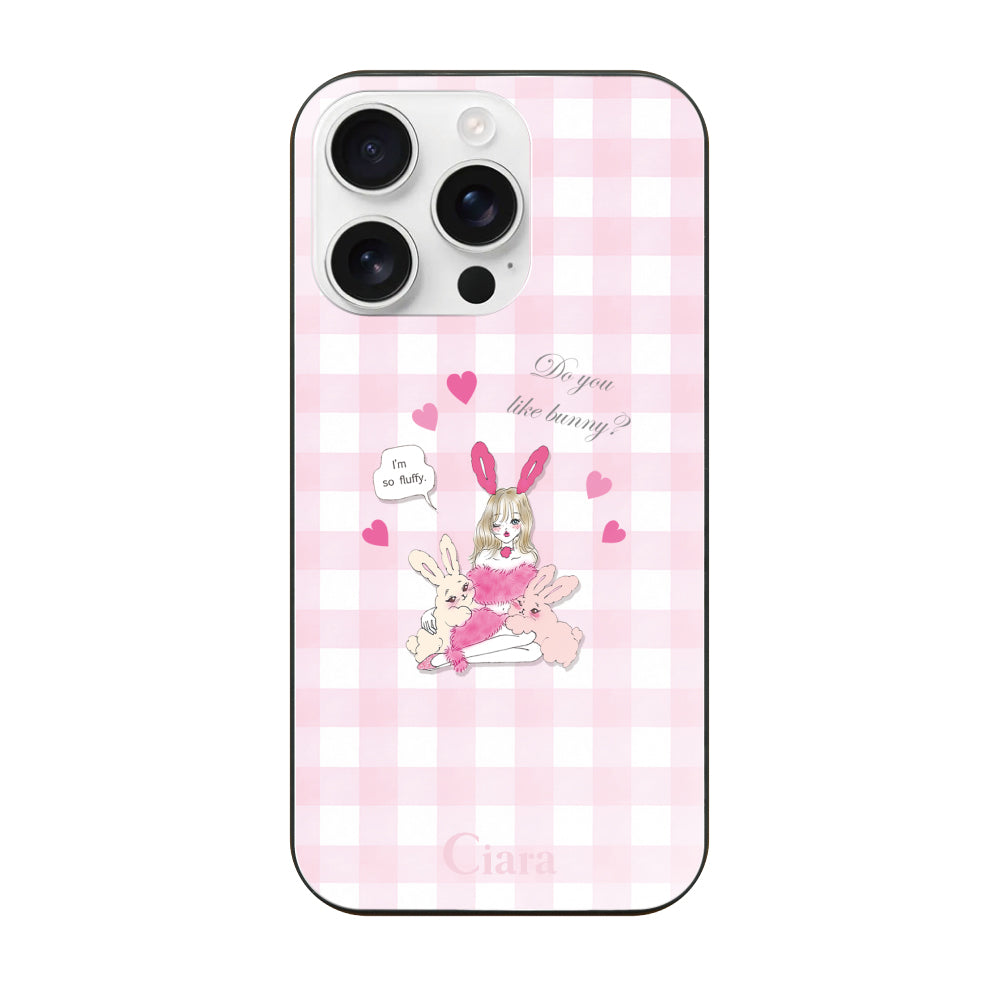 iPhone16ProMax ガラス 強化ガラスケース バニーガール ピンクチェック
