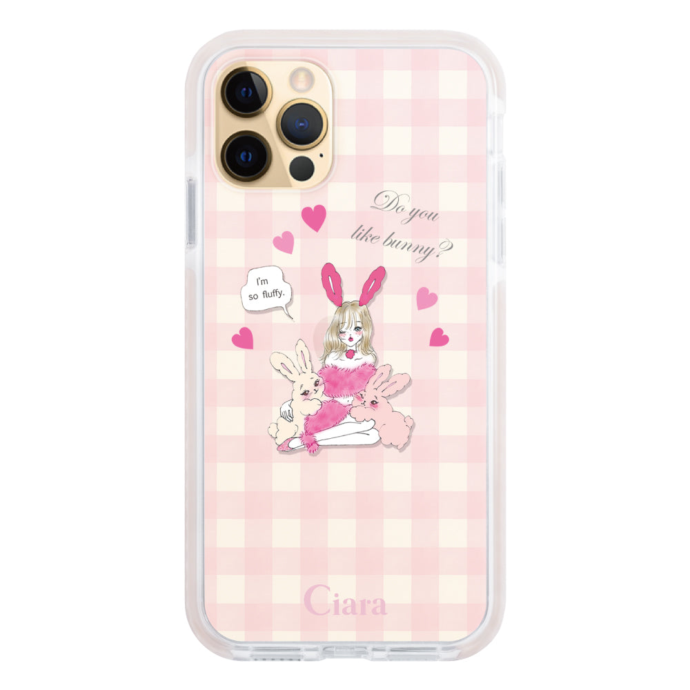 iPhone11Pro クッションバンパー 耐衝撃クリアケース バニーガール ピンク