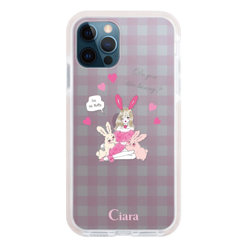 iPhoneケース クッションバンパー 耐衝撃クリアケース バニーアンドガール