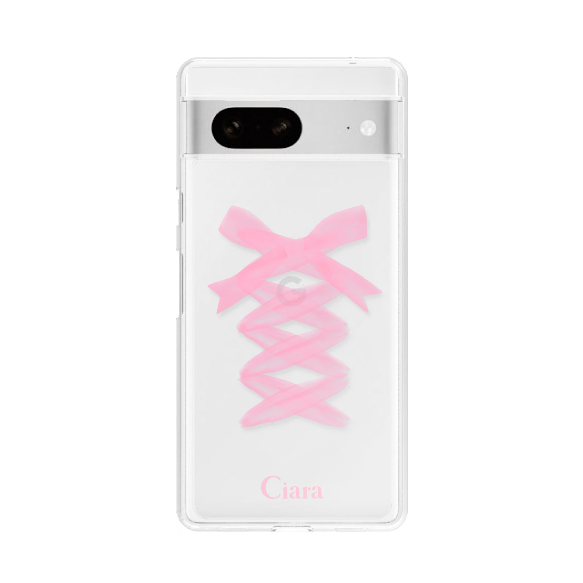 GooglePixel7 クリアケース レースアップリボン ピンク
