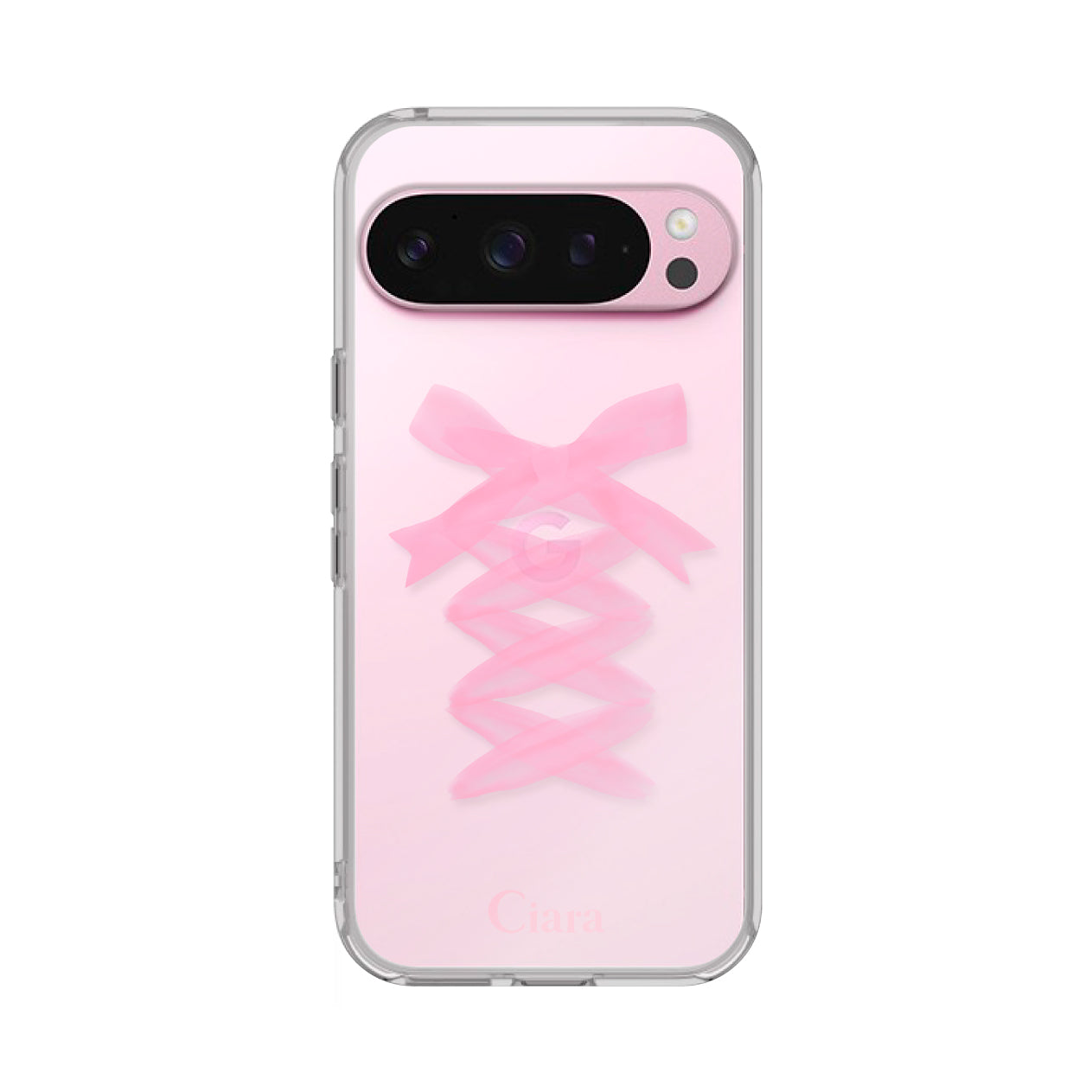 GooglePixel9/9Pro クリアケース レースアップリボン ピンク
