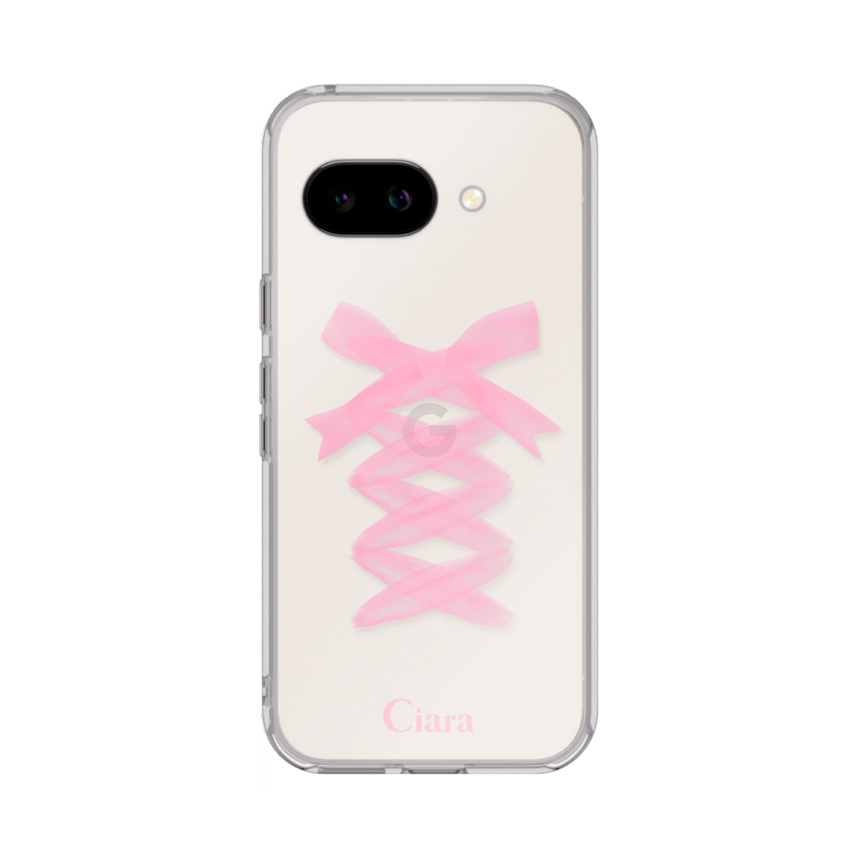 GooglePixel9a クリアケース レースアップリボン ピンク