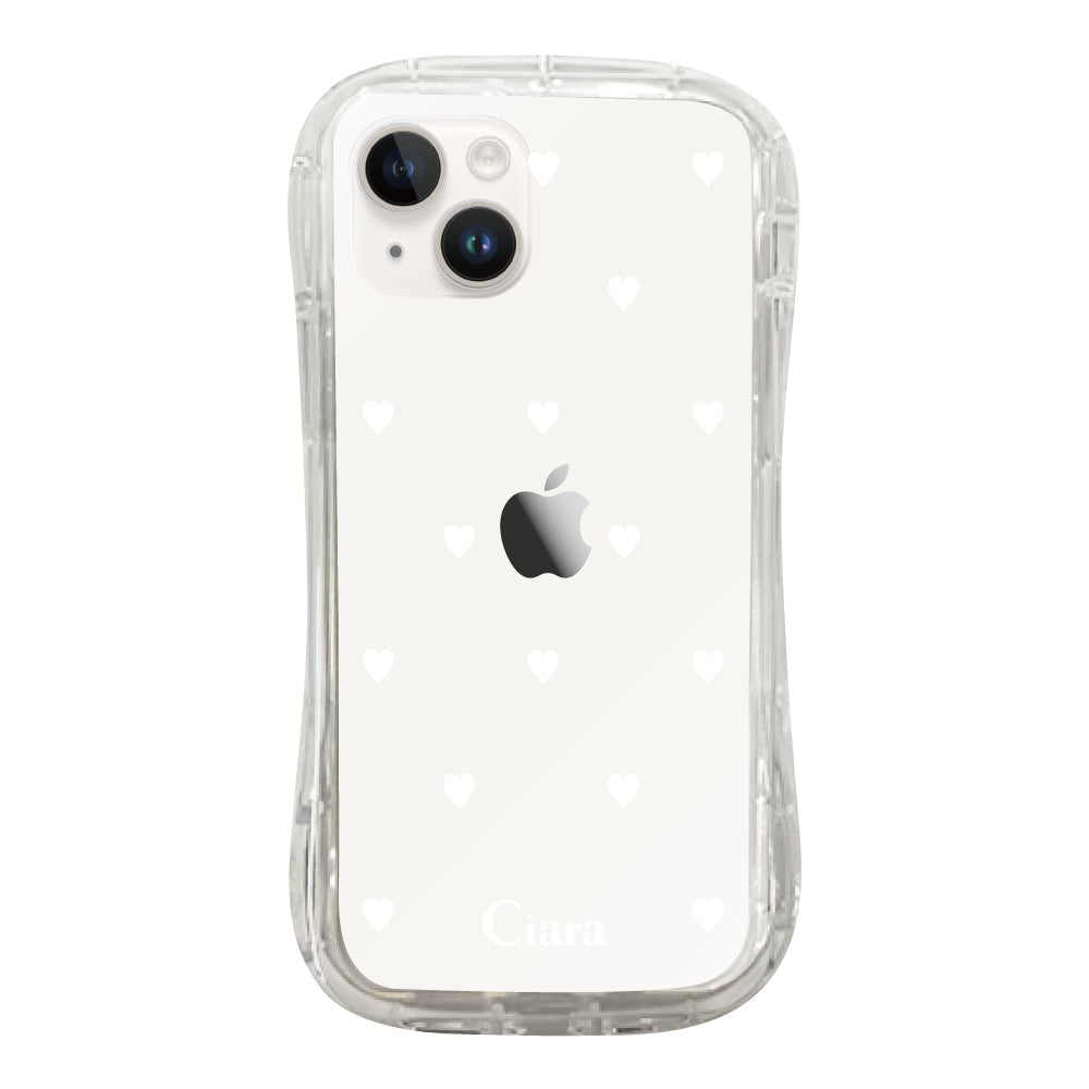 iPhone14 TPUグリップ クリアケース スウィートハート ホワイト