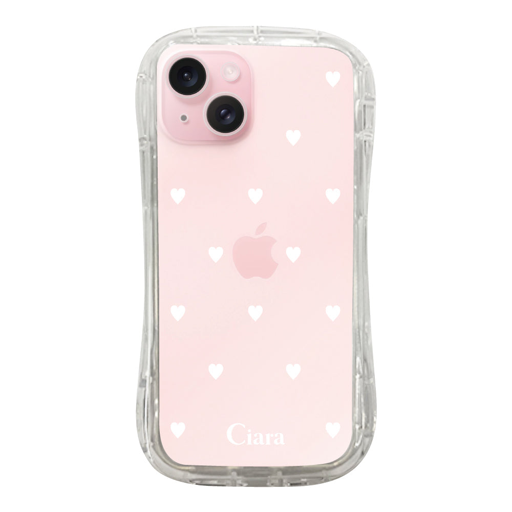 iPhone15 TPUグリップ クリアケース スウィートハート ホワイト