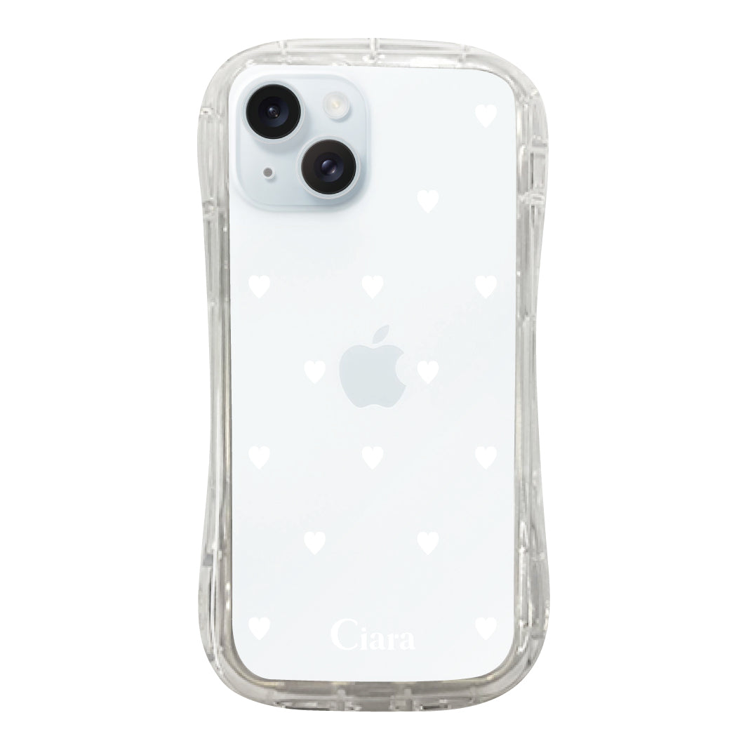 iPhone15Plus TPUグリップ クリアケース スウィートハート ホワイト