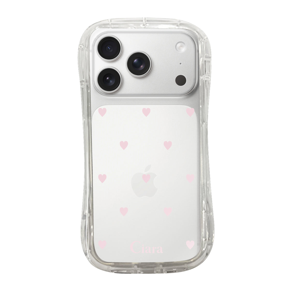 iPhone17Pro TPUグリップ クリアケース スウィートハート ピンク