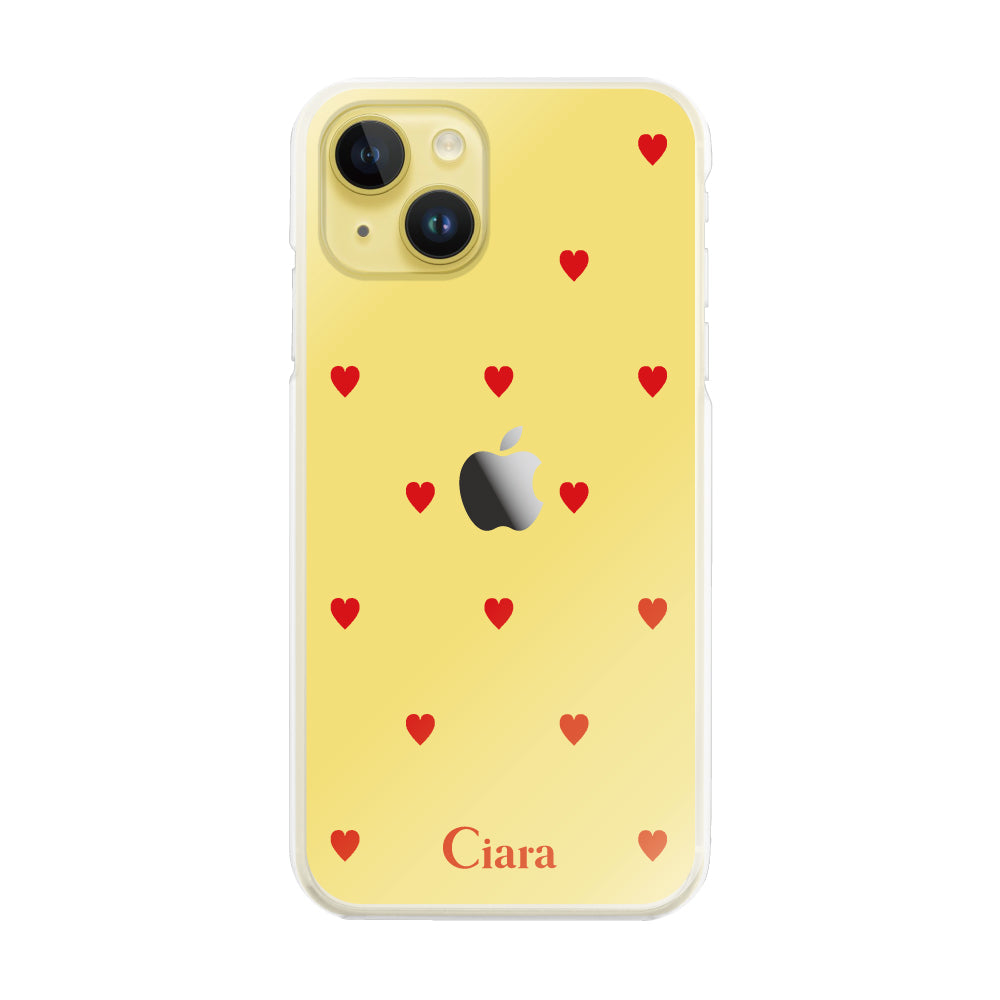 iPhone14Plusケース ハイブリッド クリアケース スウィートハート レッド