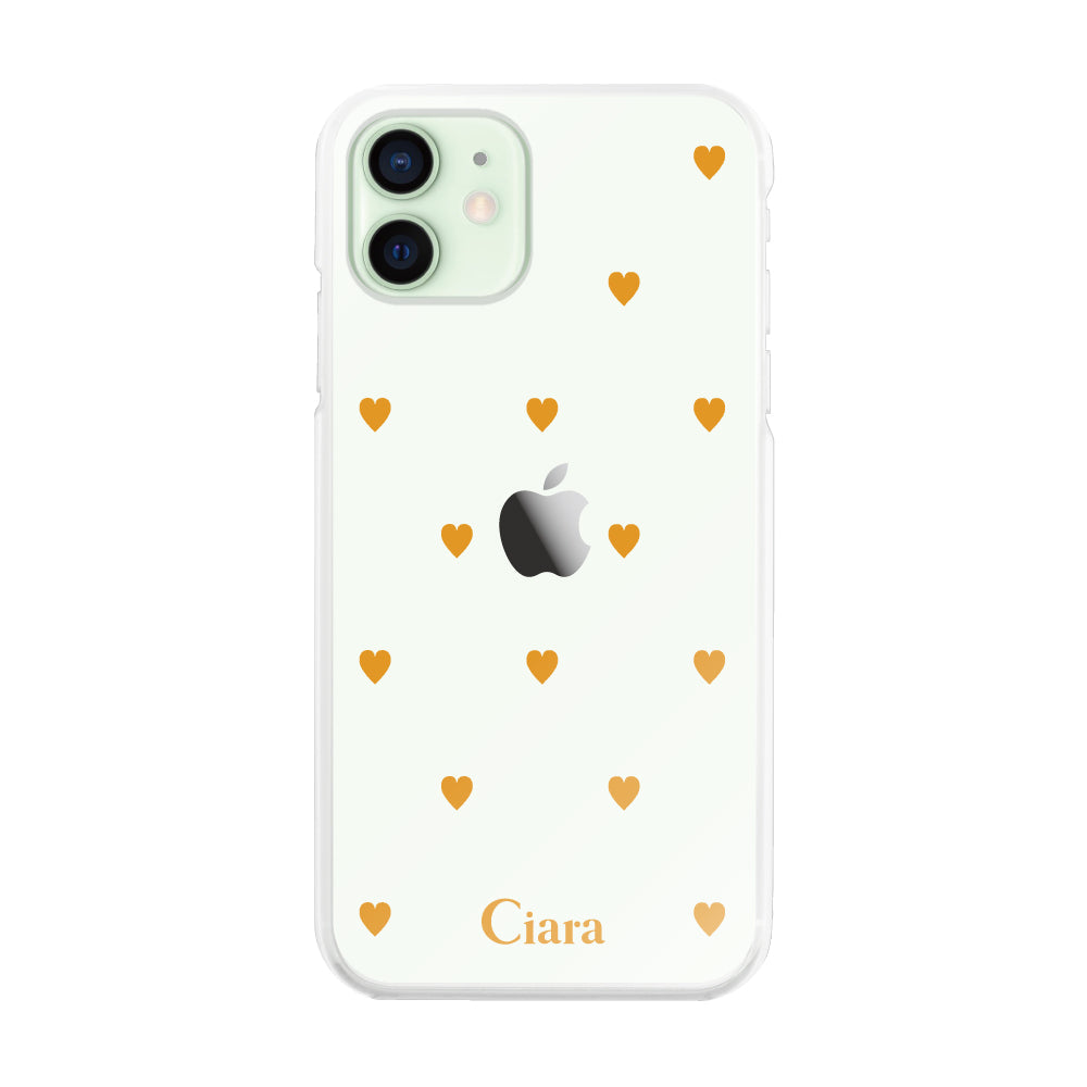 iPhone12miniケース ハイブリッド クリアケース スウィートハート オレンジ