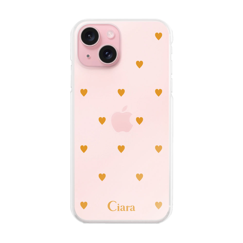 iPhone15ケース ハイブリッド クリアケース スウィートハート オレンジ