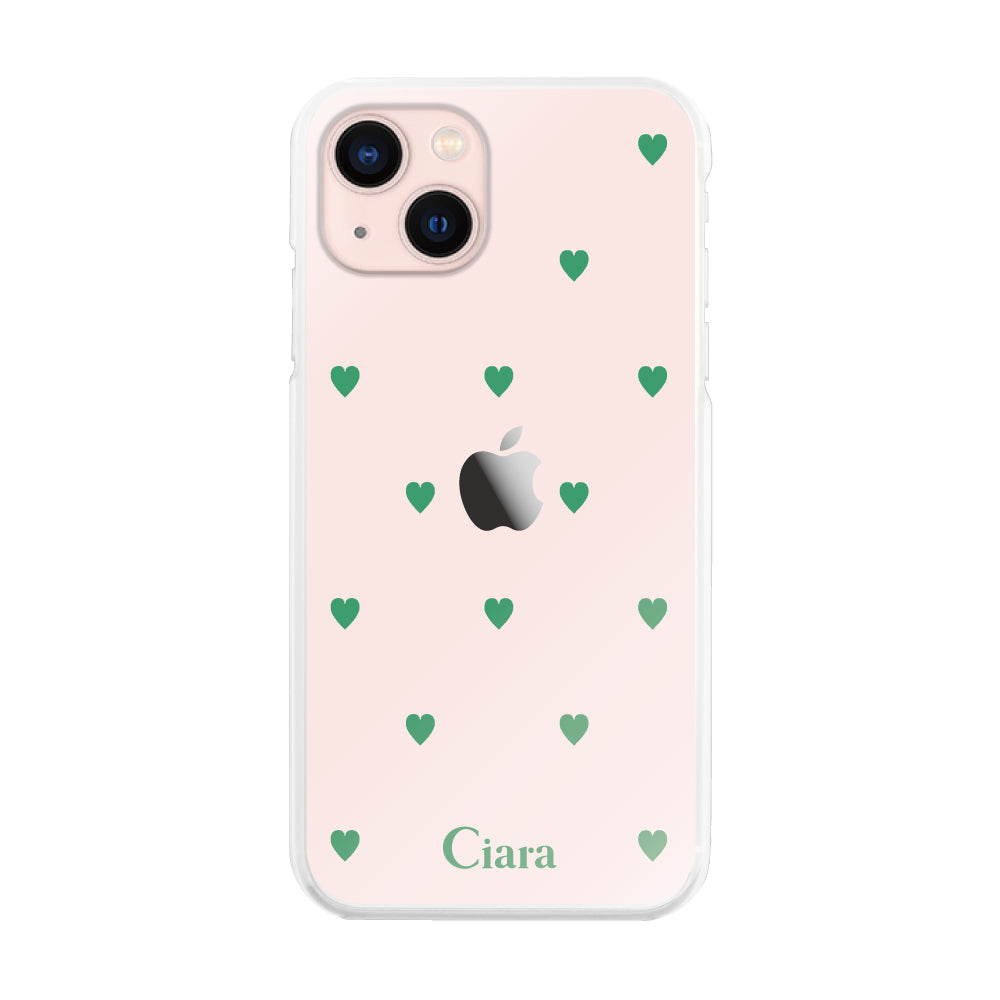 iPhone13ケース ハイブリッド クリアケース スウィートハート グリーン