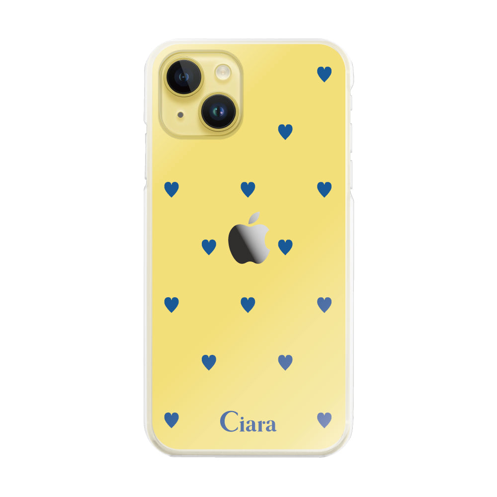 iPhone14Plusケース ハイブリッド クリアケース スウィートハート ブルー