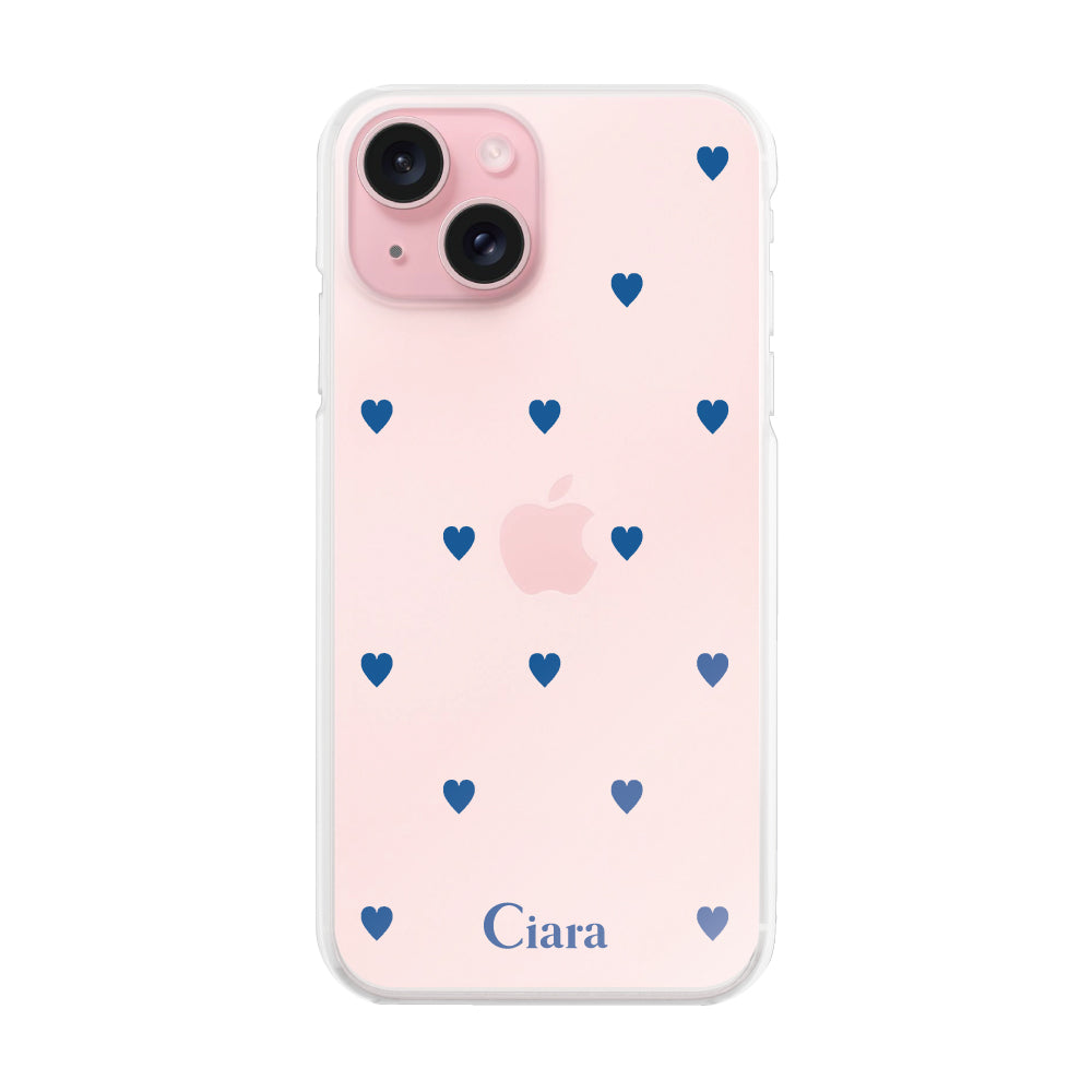 iPhone15ケース ハイブリッド クリアケース スウィートハート ブルー