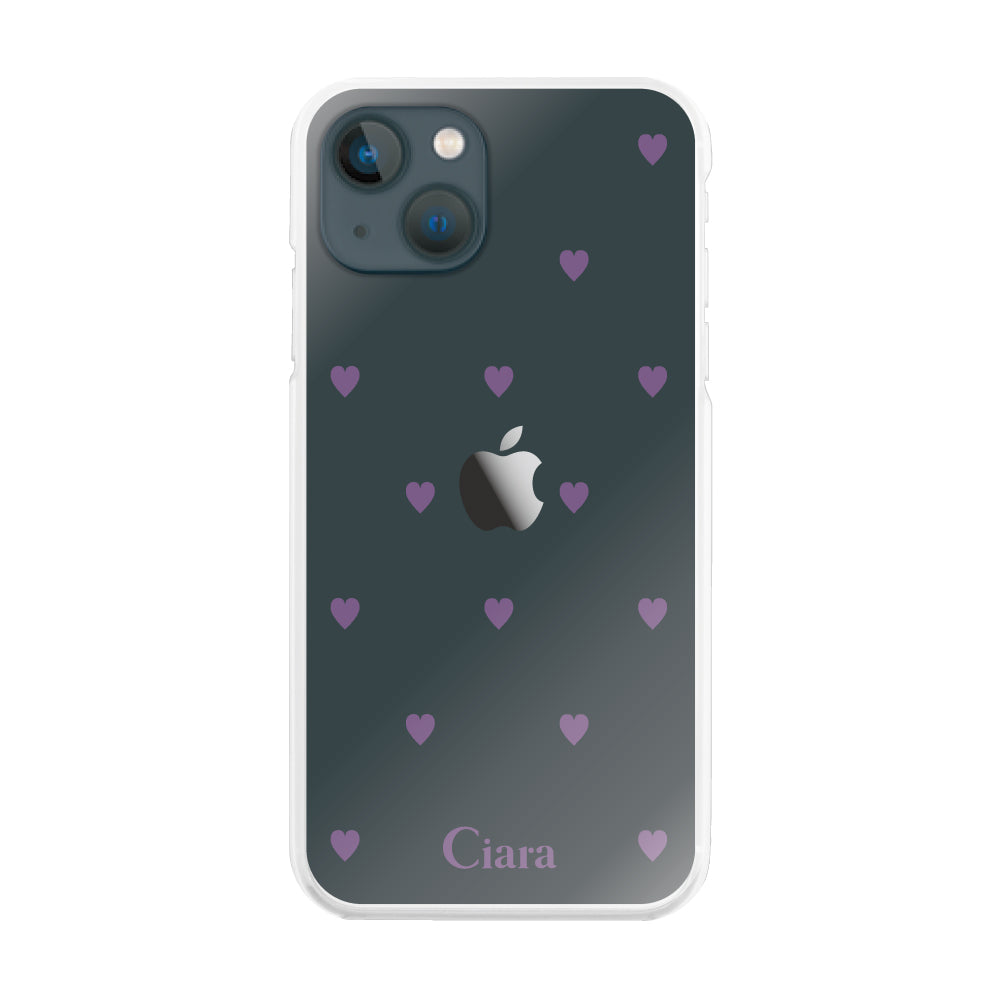 iPhone13miniケース ハイブリッド クリアケース スウィートハート パープル