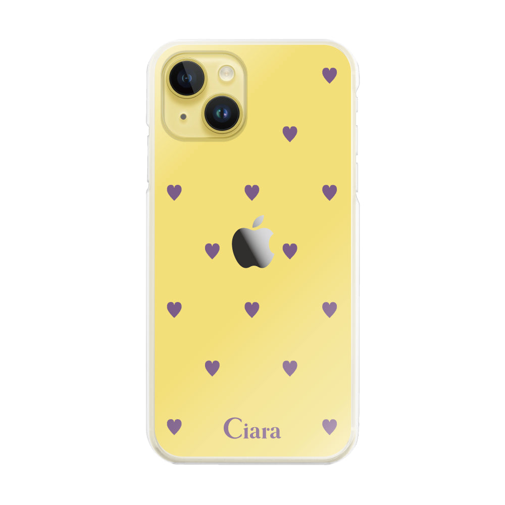 iPhone14Plusケース ハイブリッド クリアケース スウィートハート パープル