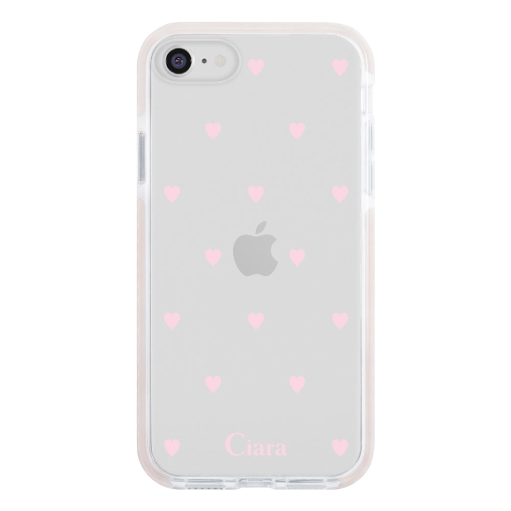 iPhone7Plus/8Plus クッションバンパー 耐衝撃クリアケース スウィートハート ピンク