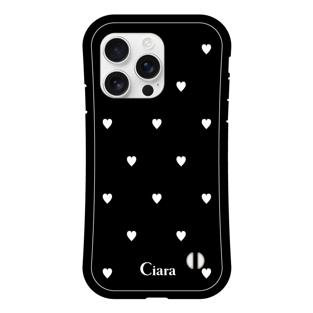 iPhone16ProMax グリップ 耐衝撃ケース スウィートハート ブラック