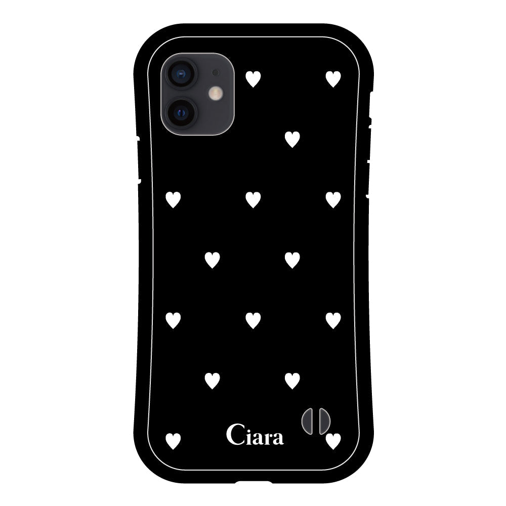 iPhoneXR グリップ 耐衝撃ケース スウィートハート ブラック