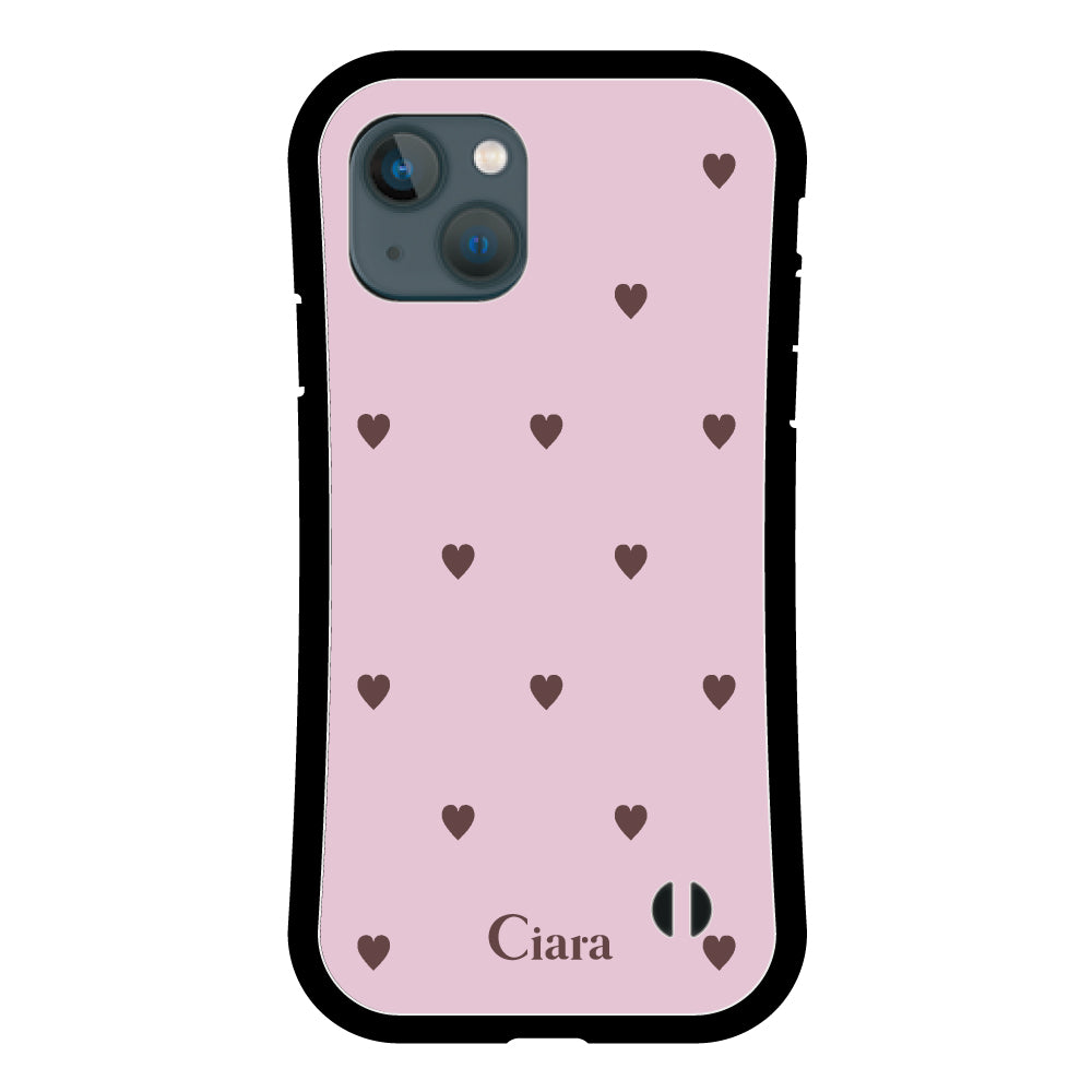 iPhone13mini グリップ 耐衝撃ケース スウィートハート ピンク