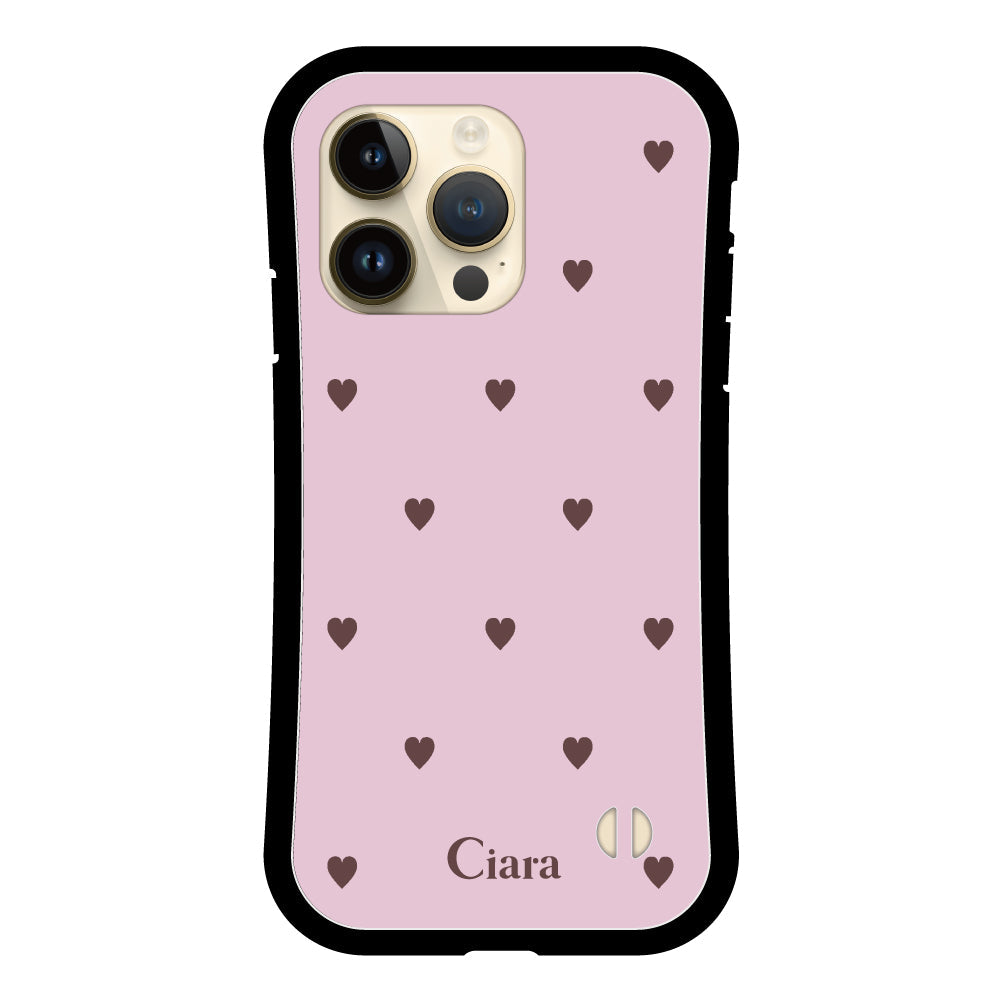 iPhone14Pro グリップ 耐衝撃ケース スウィートハート ピンク