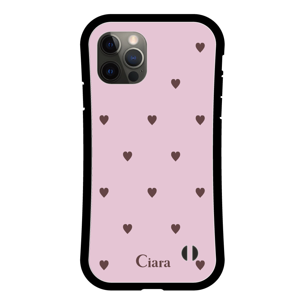 iPhoneX/XS グリップ 耐衝撃ケース スウィートハート ピンク