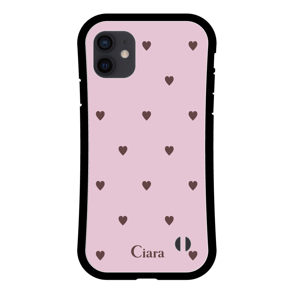 iPhoneXR グリップ 耐衝撃ケース スウィートハート ピンク