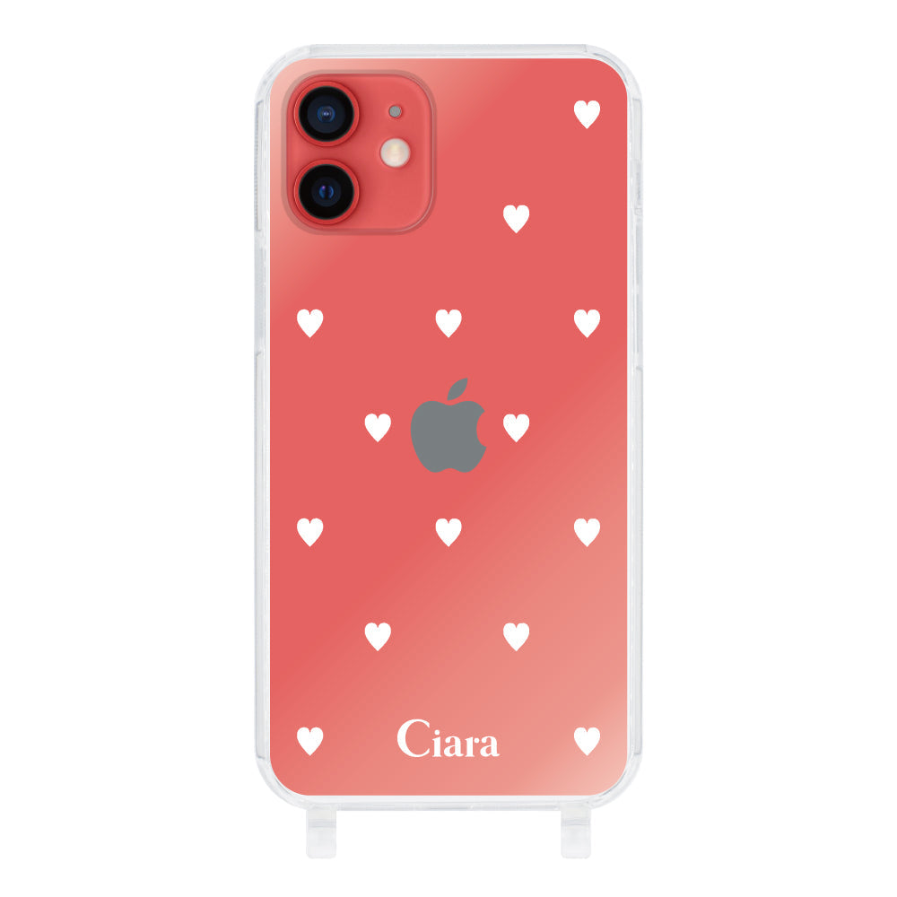iPhone11 ストラップクリアケース スウィートハート ホワイト