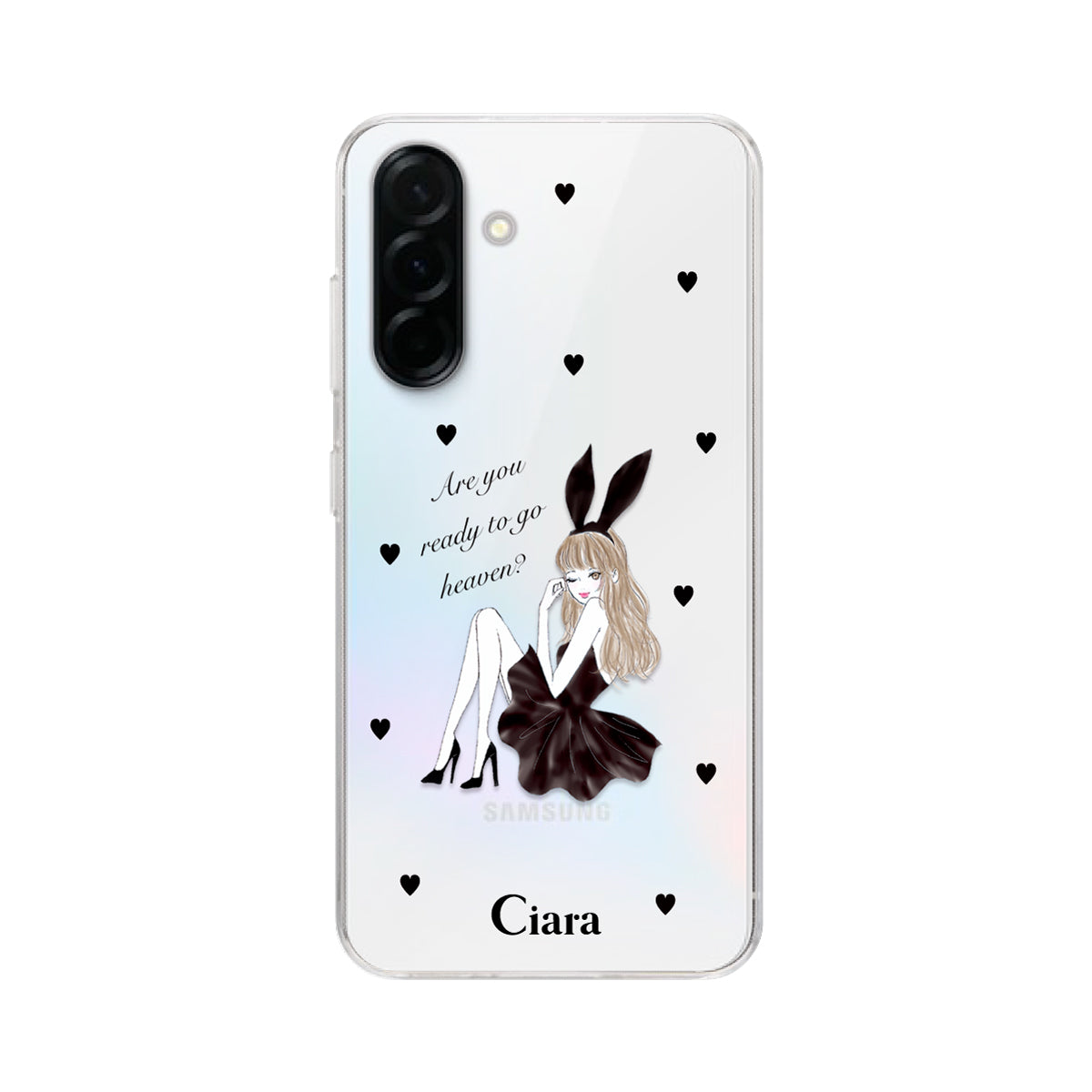GalaxyA36 クリアケース ブラックバニー クリア