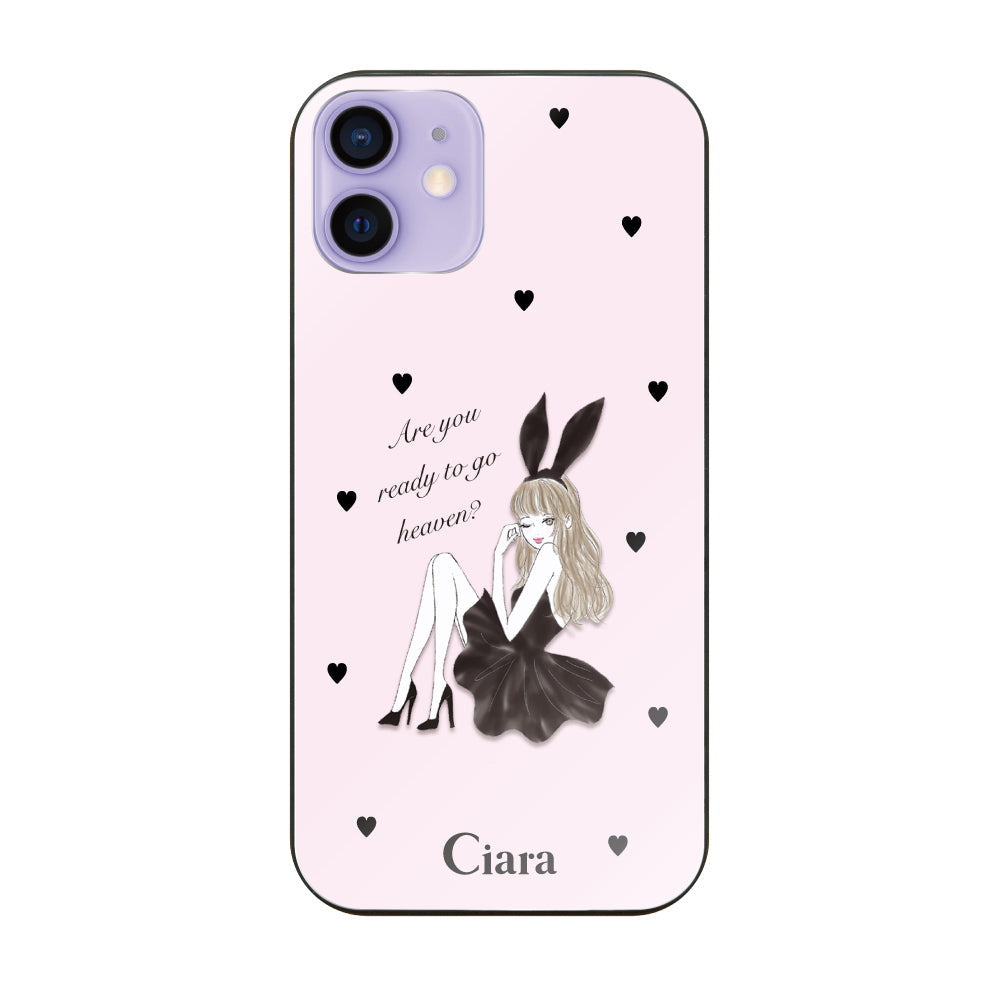 iPhone12/12Pro ガラス 強化ガラスケース ブラックバニー ピンク