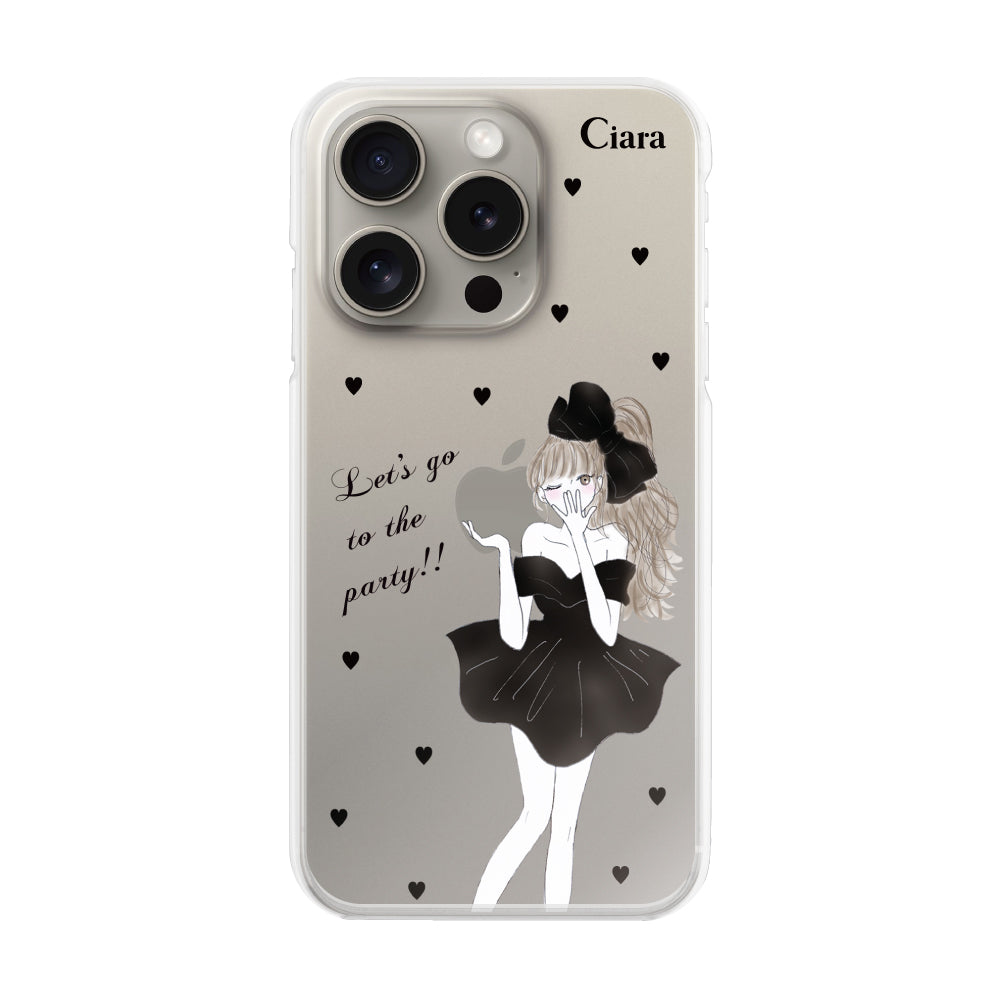 iPhone15Pro ハイブリッド クリアケース ブラックリボン クリア