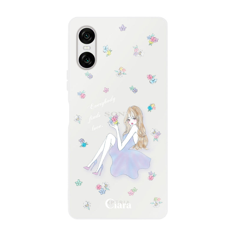 Xperiaケース クリアケース ラベンダーガール