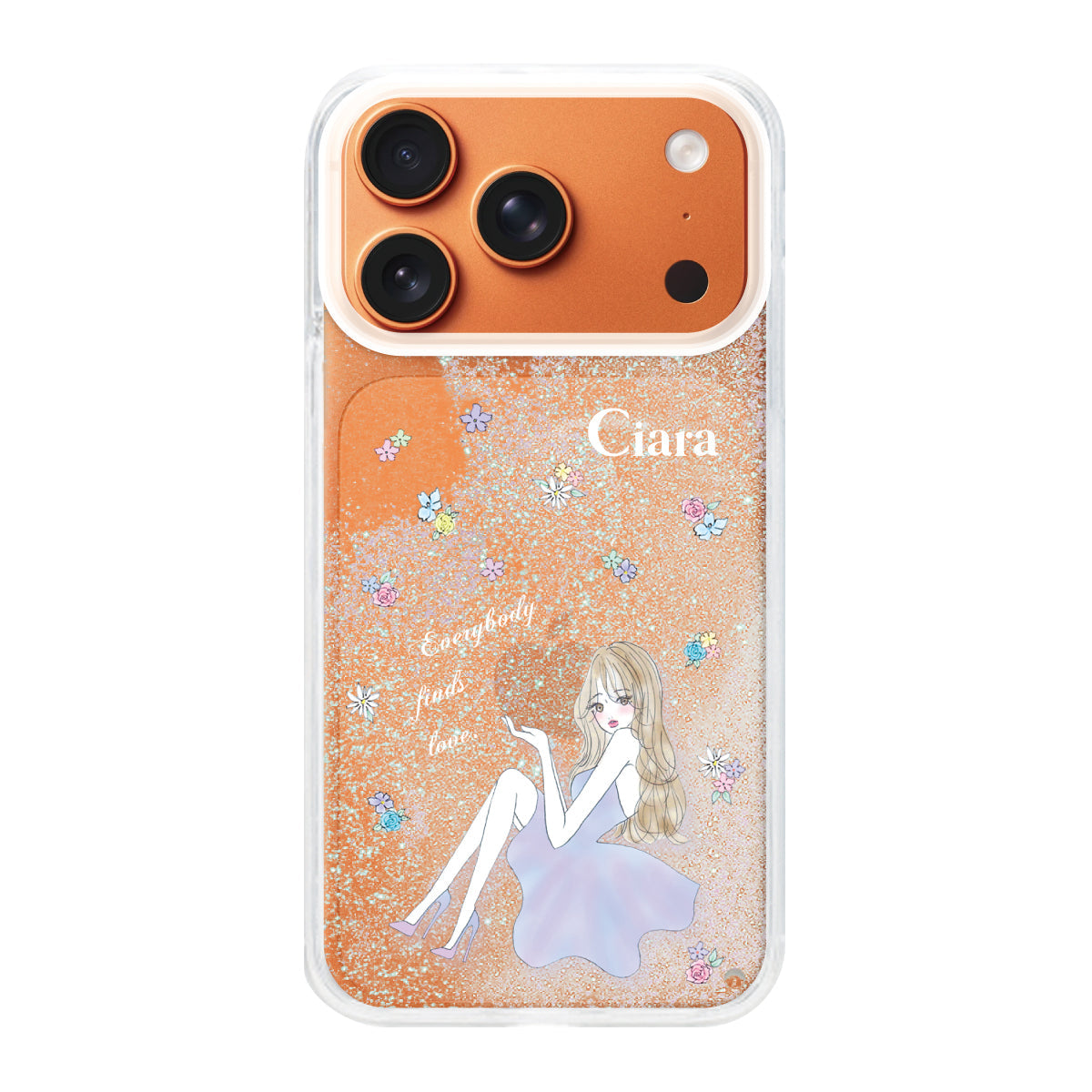 iPhone17ProMax グリッター オイルクリアケース ラベンダーガール クリア