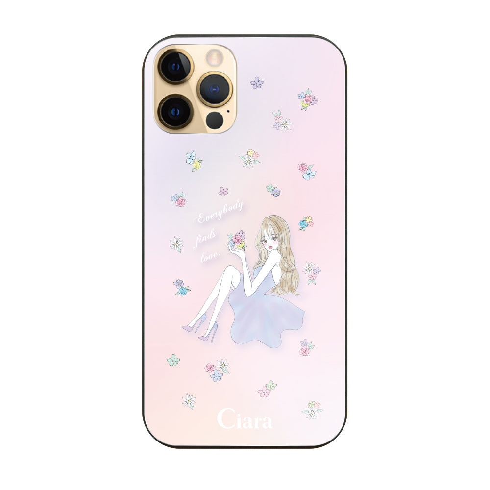 iPhone11ProMax ガラス 強化ガラスケース ラベンダーガール ピンク