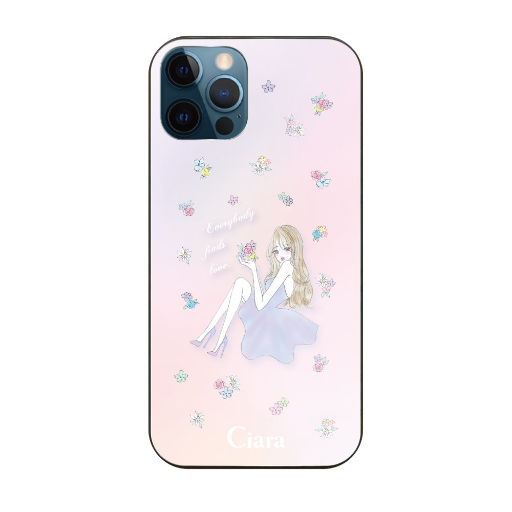 iPhone12ProMax ガラス 強化ガラスケース ラベンダーガール ピンク