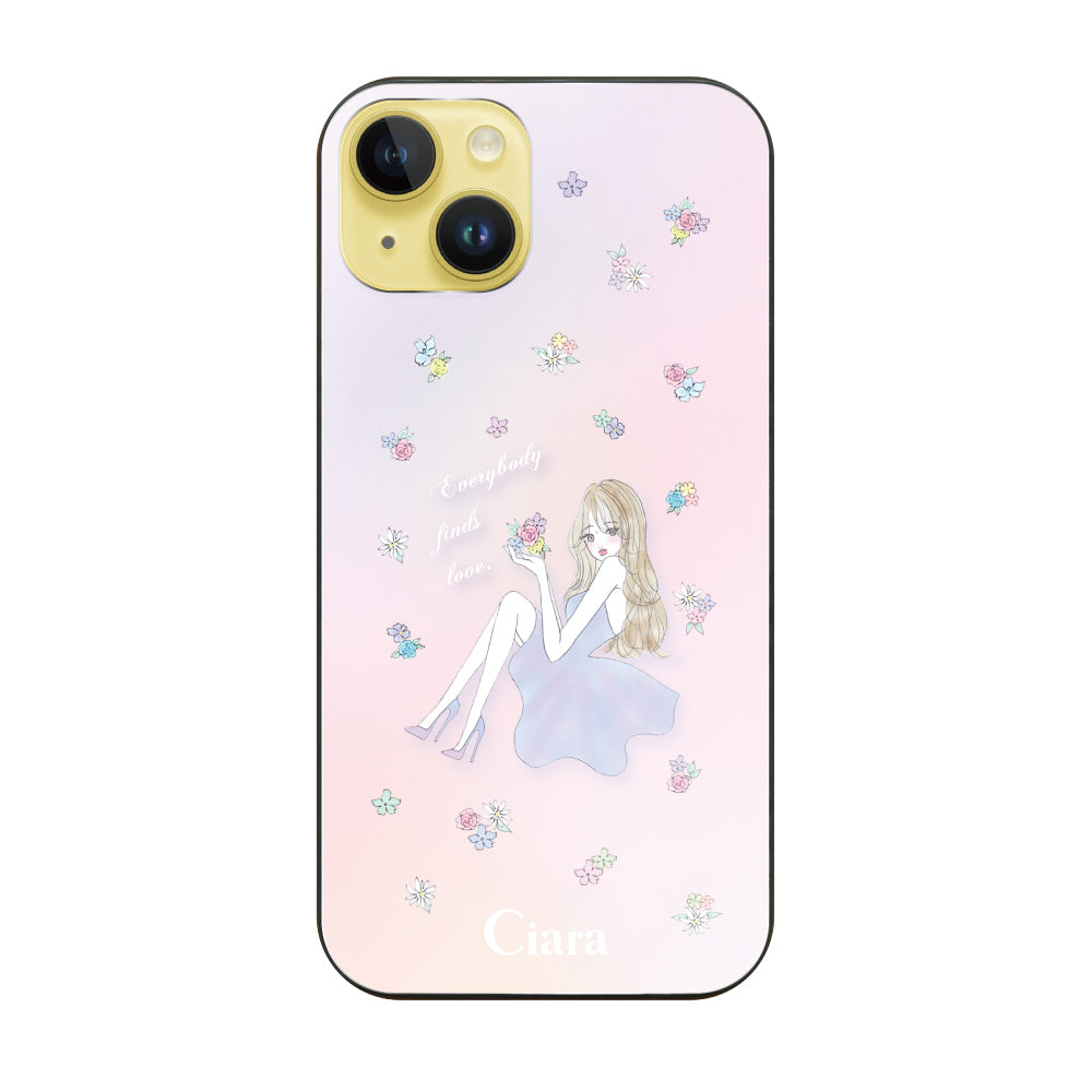 iPhone14Plus ガラス 強化ガラスケース ラベンダーガール ピンク