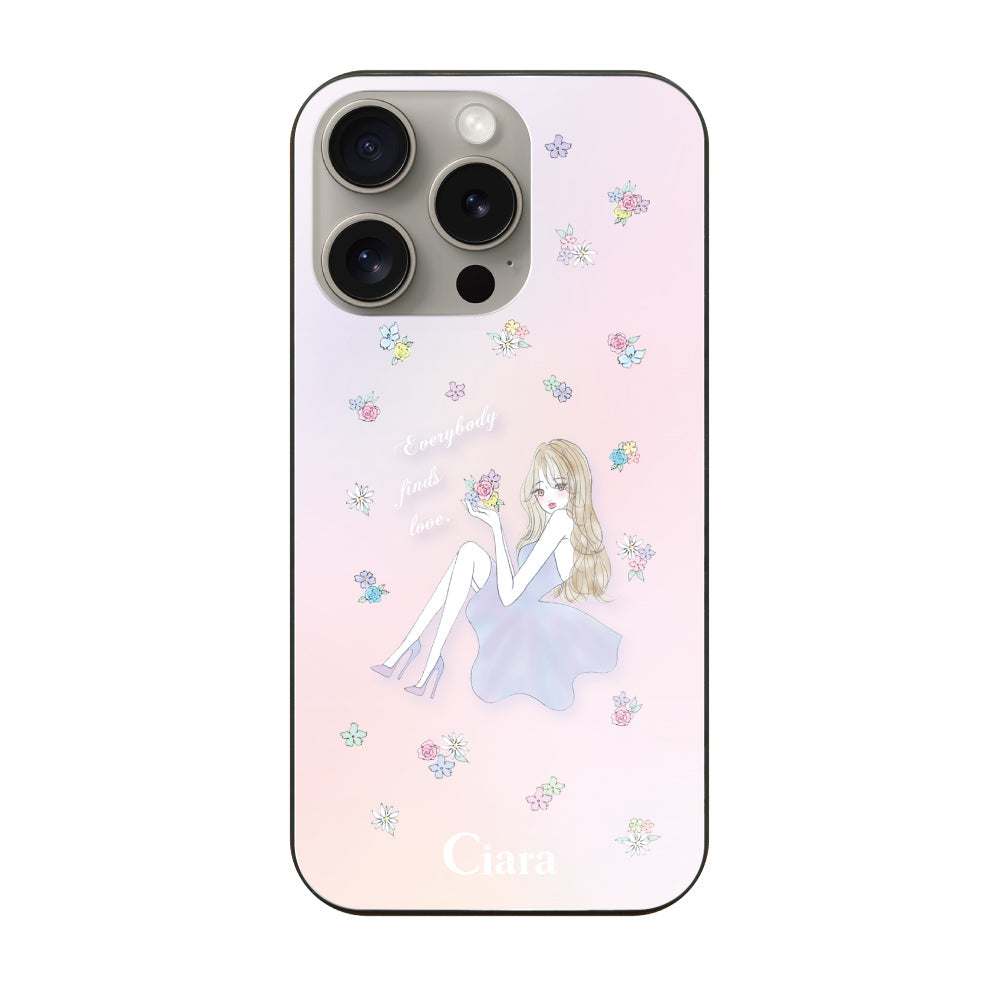 iPhone15Pro ガラス 強化ガラスケース ラベンダーガール ピンク