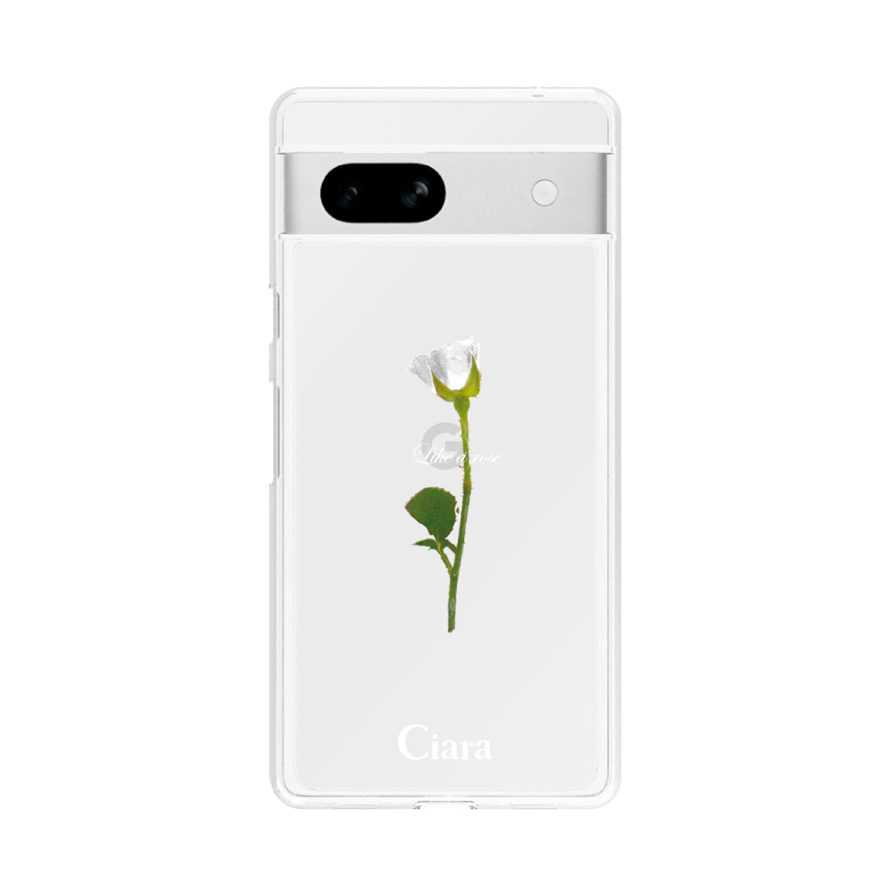 GooglePixel7aケース クリアケース ウォーターローズ ホワイト