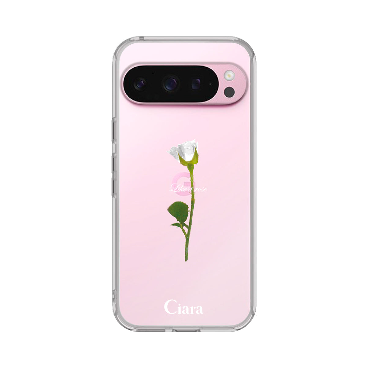 GooglePixel9/9Pro クリアケース ウォーターローズ ホワイト