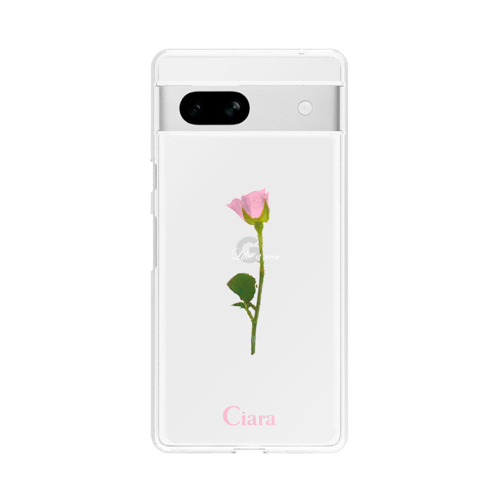 GooglePixel7aケース クリアケース ウォーターローズ ピンク
