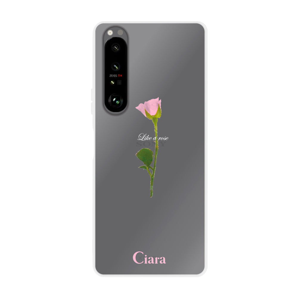 Xperia5Ⅲ クリアケース ウォーターローズ ピンク