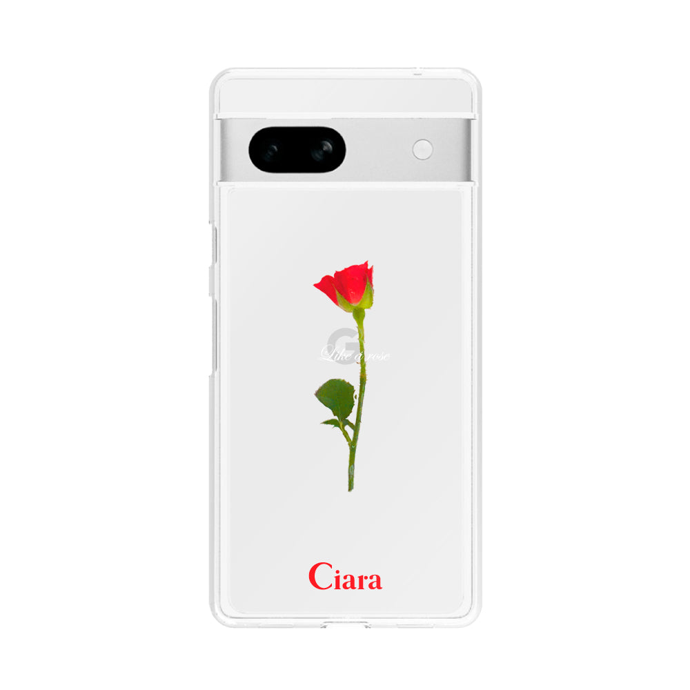 GooglePixel7aケース クリアケース ウォーターローズ レッド