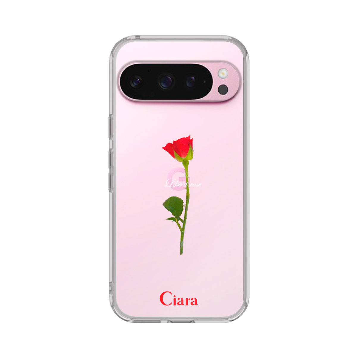 GooglePixel9/9Pro クリアケース ウォーターローズ レッド