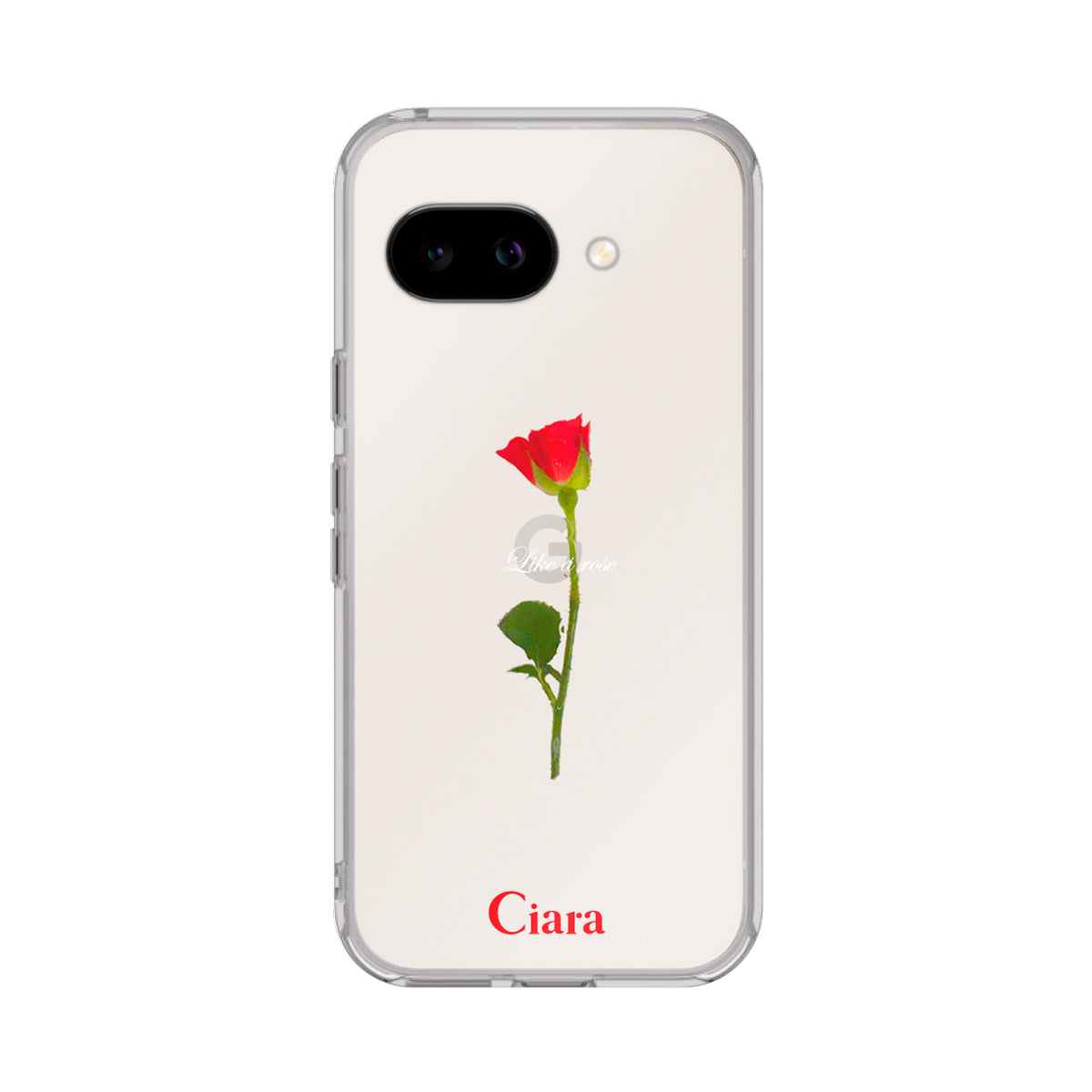 GooglePixel9a クリアケース ウォーターローズ レッド