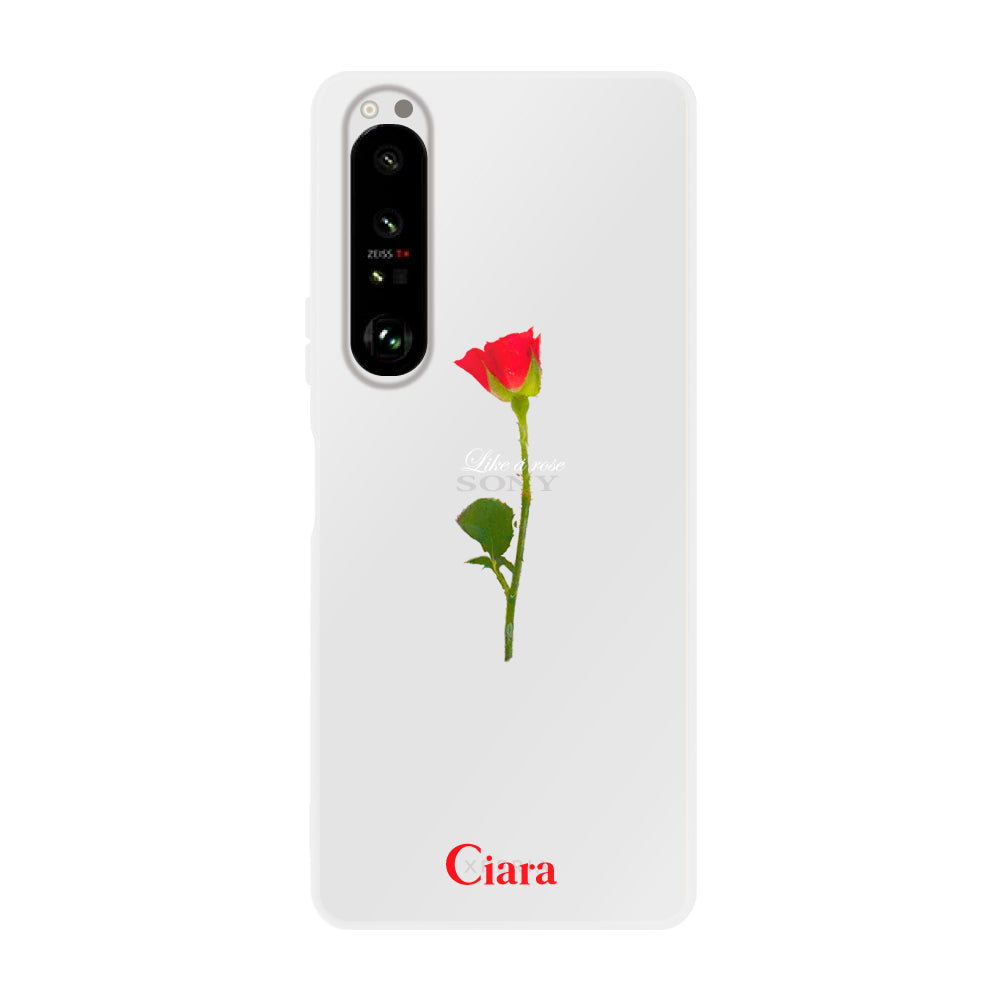 Xperia1Ⅱ クリアケース ウォーターローズ レッド