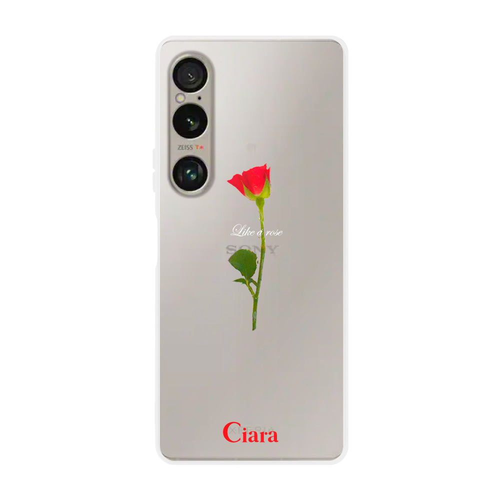 Xperia10VI クリアケース ウォーターローズ レッド