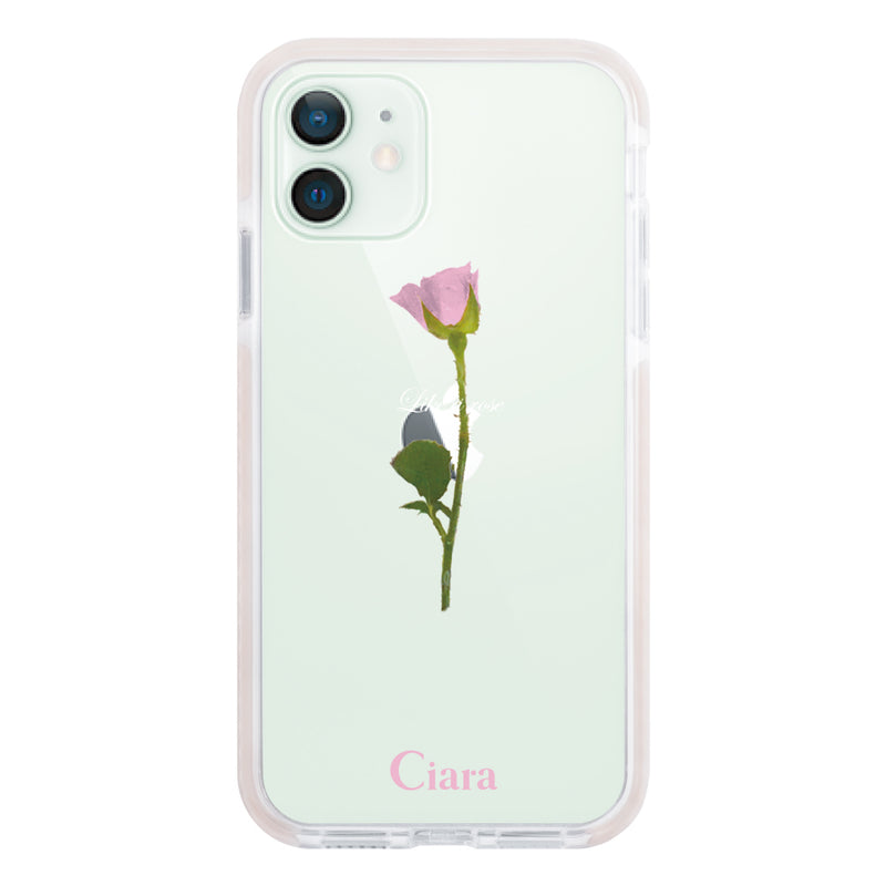 iPhoneケース クッションバンパー 耐衝撃クリアケース ウォーターローズ